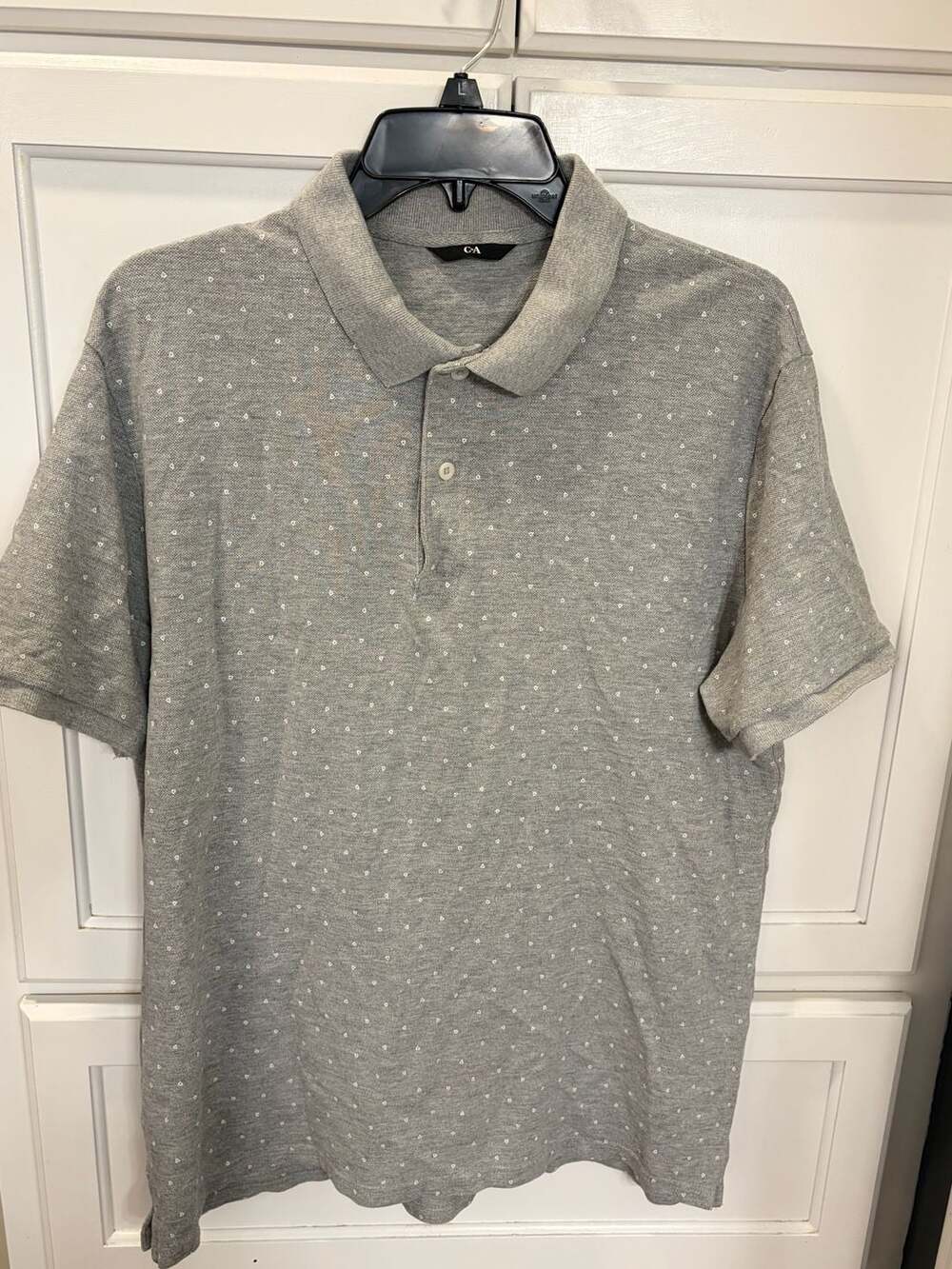 C&A Men's Gray Triangle Print Polo Shirt Size XL